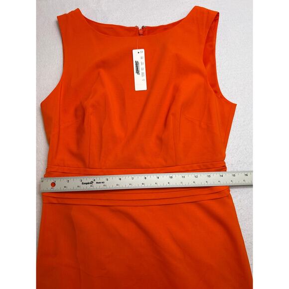 NWT J.Crew 365 Pleated-Waist Sheath in Vivid Orange Stretch Wool Dress Size 4 - Picture 6 of 7